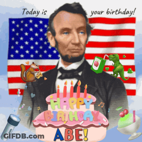 Panda Bear Holding American Flag Saying Happy Birthday America GIF