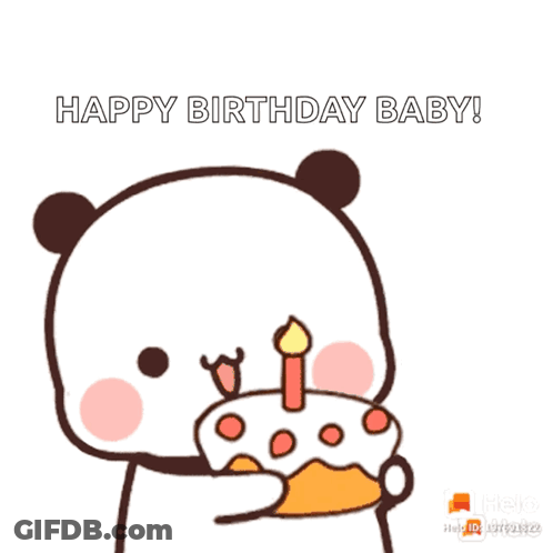 Panda Bear Holding Birthday Cake GIF