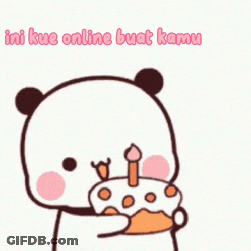 Panda Bear Holding Cake With Candle GIF