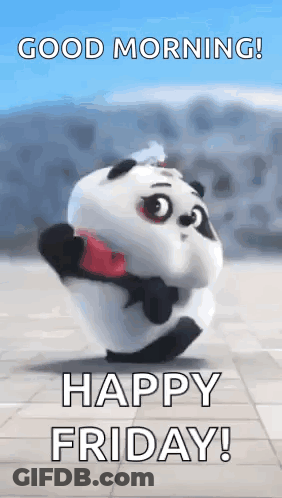 Panda Bear Holding Red Heart Saying Good Morning Happy Friday GIF