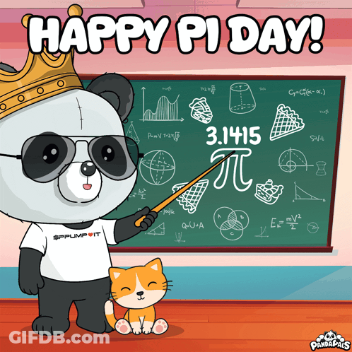 Panda Bear Holding Stick By Pi Day Blackboard GIF