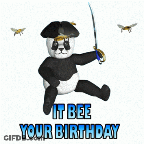 Panda Bear Holding Sword It Bee Your Birthday GIF