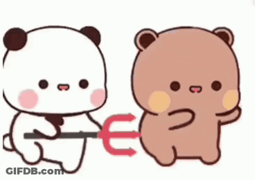 Panda Bear Holding Trident And Bear Holding Magnet GIF
