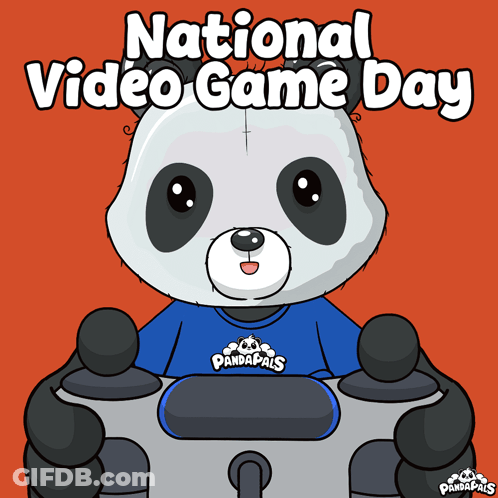 Panda Bear Holding Video Game Controller National Video Game Day GIF