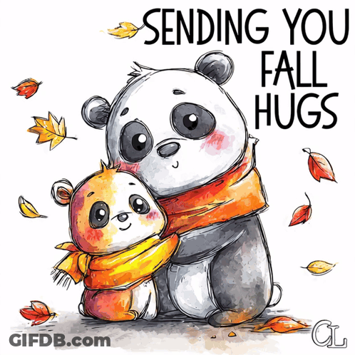 Panda Bear Hugging Another Panda Sending You Fall Hugs GIF