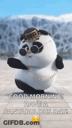 Panda Bear In Sunglasses And Hat Dancing On Sidewalk GIF