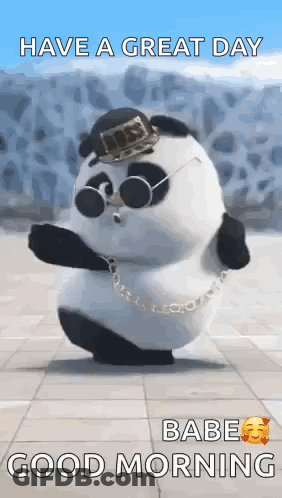 Panda Bear In Sunglasses Hat And Chain Dancing GIF