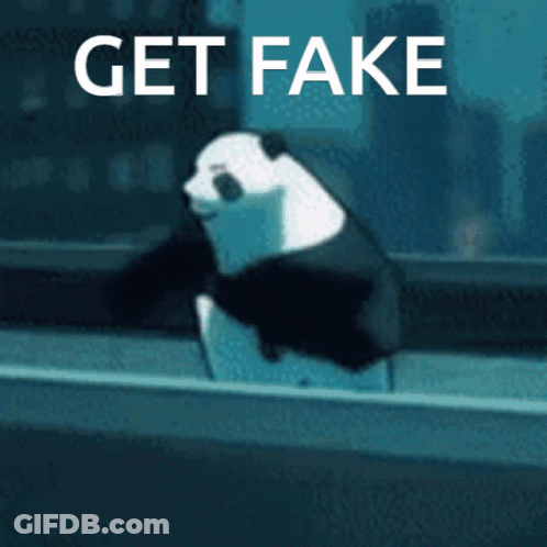 Panda Bear Looking Out Window Saying Get Fake GIF
