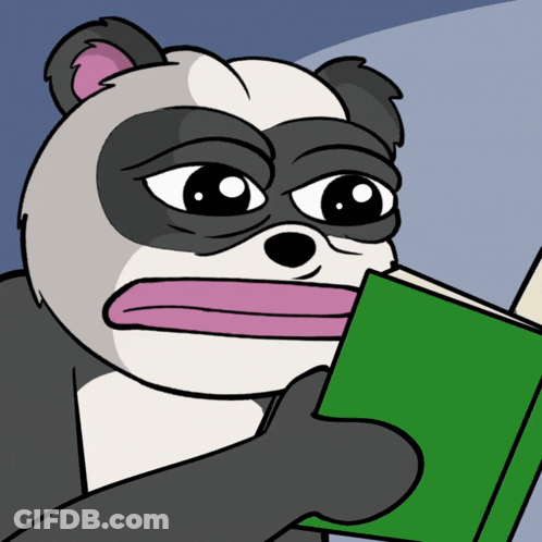 Panda Bear Reading A Green Book GIF
