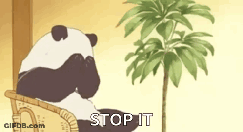 Panda Bear Sitting In Wicker Chair Covering Face GIF
