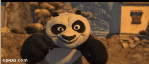 Panda Bear Smiling In Front Of House GIF