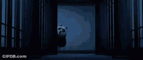Panda Bear Standing In Dark Doorway GIF