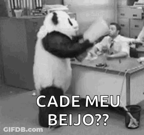 Panda Bear Standing In Front Of Desk GIF