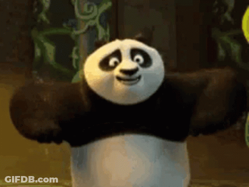Panda Bear Standing With Arms Outstretched Smiling GIF