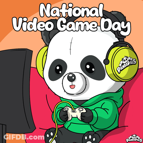Panda Bear Wearing Headphones Playing Video Game GIF