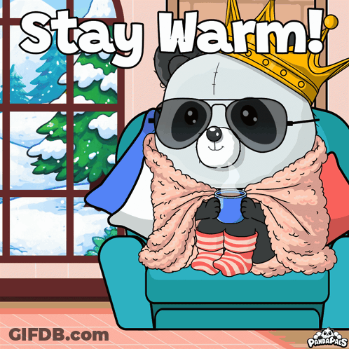Panda Bear Wearing Sunglasses And Crown Sitting With Coffee GIF