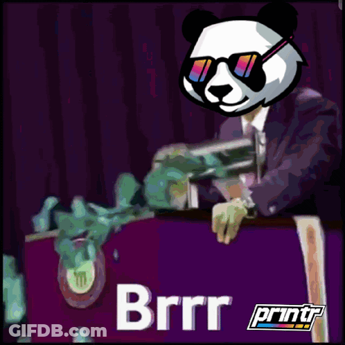 Panda Bear Wearing Sunglasses Behind Podium With Brrr GIF