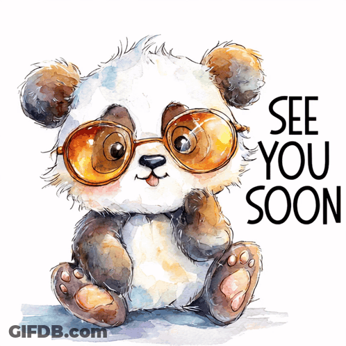 Panda Bear Wearing Sunglasses See You Soon GIF
