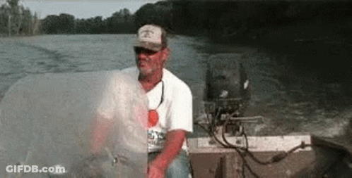 Panda Bear With Fishing Rod And Orange Juice In Boat GIF