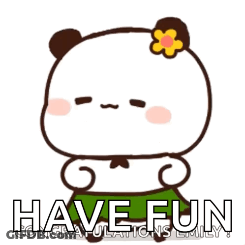 Panda Bear With Flower Saying Have Fun Congratulations Emily GIF