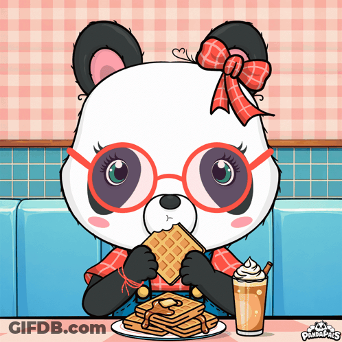 Panda Bear With Glasses Eating Waffles GIF