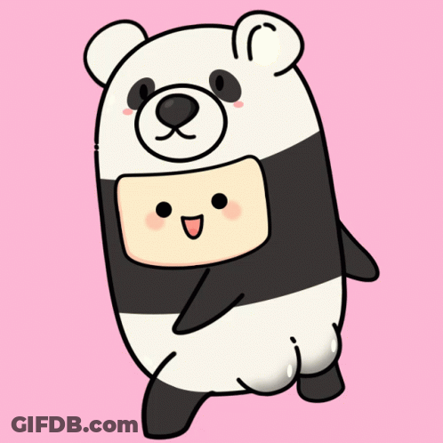 Panda Bear With Marshmallow On Head GIF