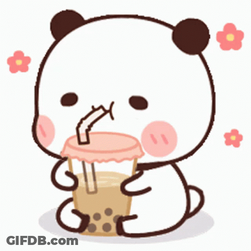 Panda Drinking Bubble Tea GIF