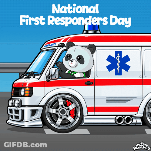 Panda Driving Ambulance National First Responders Day GIF