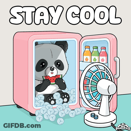 Panda Eating Watermelon In Fridge Stay Cool GIF
