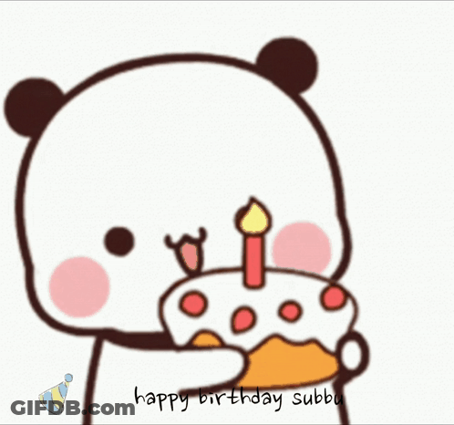 Panda Holding Birthday Cake GIF