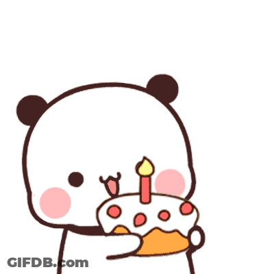 Panda Holding Birthday Cake With Candle GIF