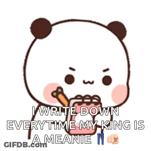 Panda Holding Carrot Saying Meanie GIF