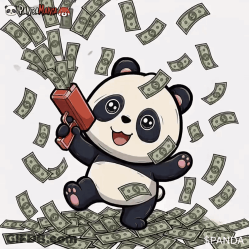 Panda Holding Gun With Money GIF