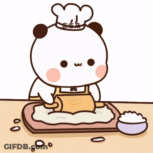 Panda In Chef Hat Rolling Dough GIF