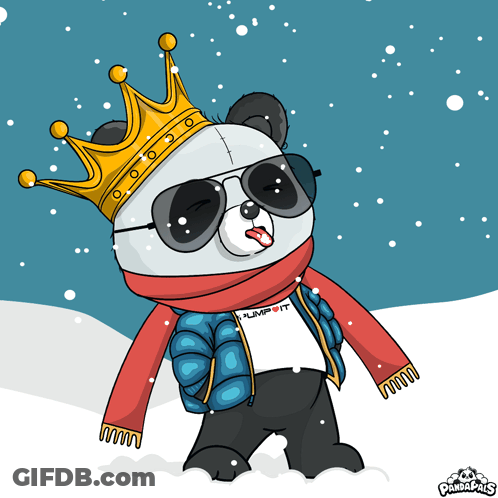 Panda In Crown And Scarf Let It Snow GIF