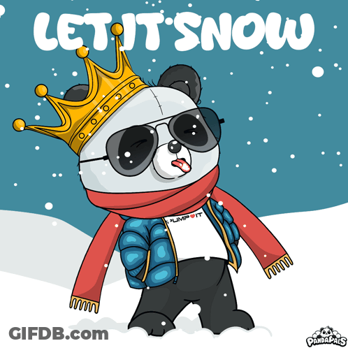 Panda In Crown And Scarf Saying Let It Snow GIF