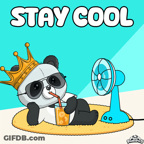 Panda In Crown Sunglasses Drinking Straw, Stay Cool GIF