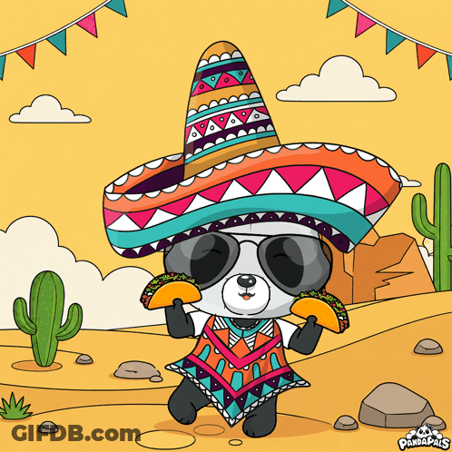 Panda In Sombrero And Sunglasses GIF