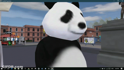 Panda In Video Game Football Spectator GIF