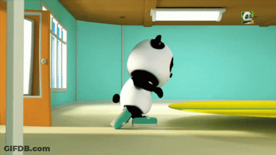 Panda Jumping In The Classroom GIF