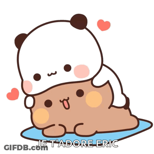 Panda Laying On Brown Bear Saying Je T'Adore Eric GIF