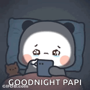 Panda Lying In Bed Crying With Phone GIF