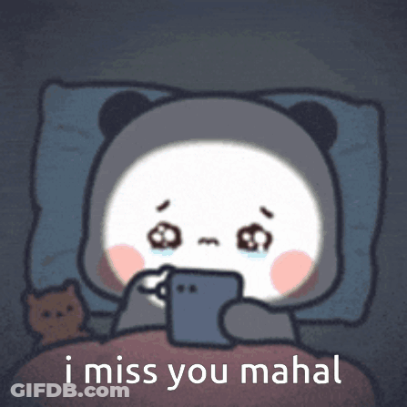 Panda Lying In Bed Looking At Phone I Miss You Mahal GIF
