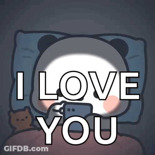 Panda Lying In Bed Saying I Love You GIF