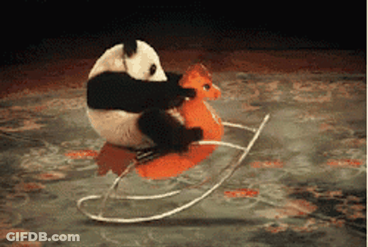 Panda Play Rocking Horse GIF