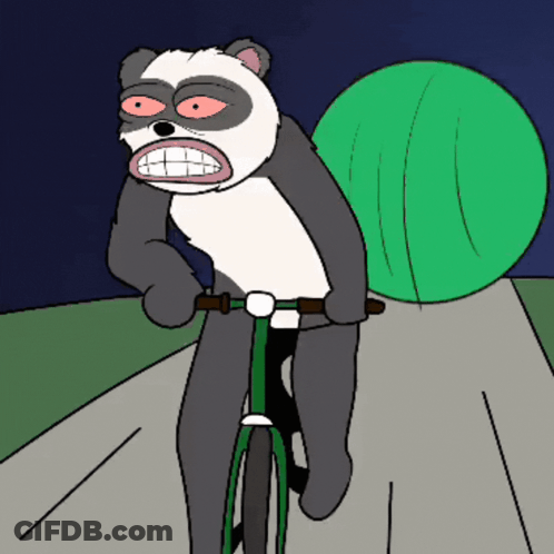 Panda Riding Bike With Green Ball GIF