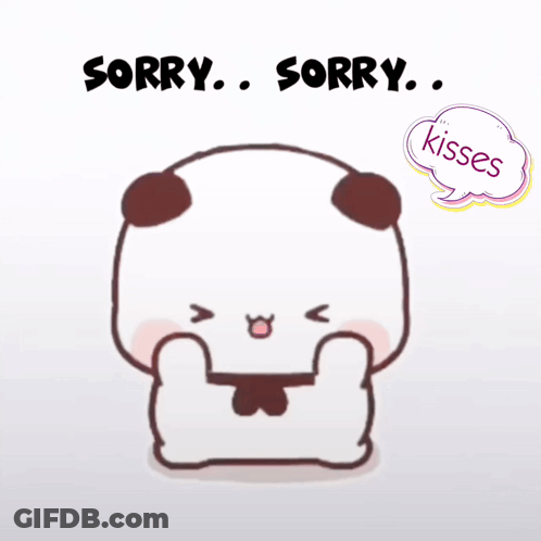 Panda Saying Sorry Next To Kisses Speech Bubble GIF
