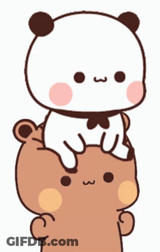 Panda Sitting On Another Bear's Head GIF