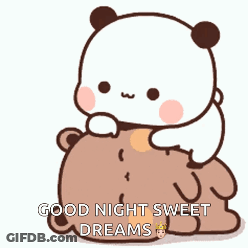 Panda Sitting On Brown Bear Good Night GIF