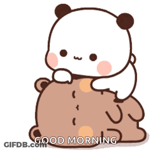 Panda Sitting On Brown Bear Saying Good Morning GIF